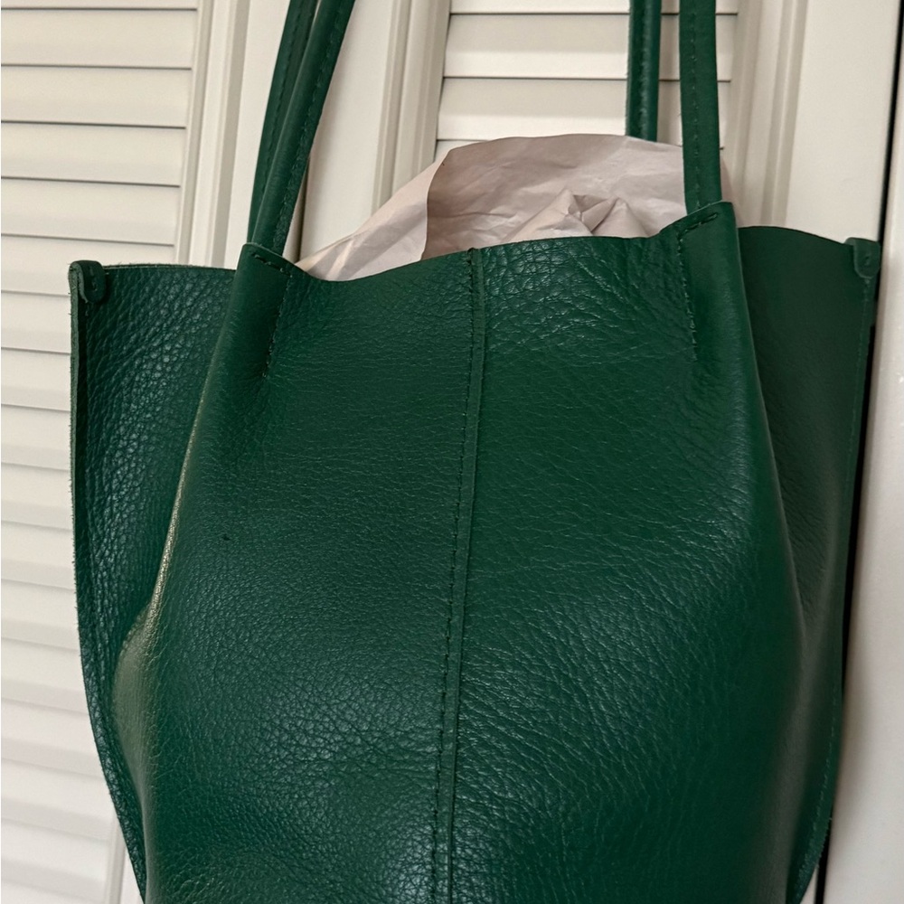 Almost Brand New Green Leather Tote Bag